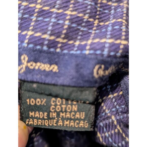 Bobby Jones Collection Woven in Italy Navy Plaid Button Down Shirt Mens Sz XXL - Picture 4 of 10